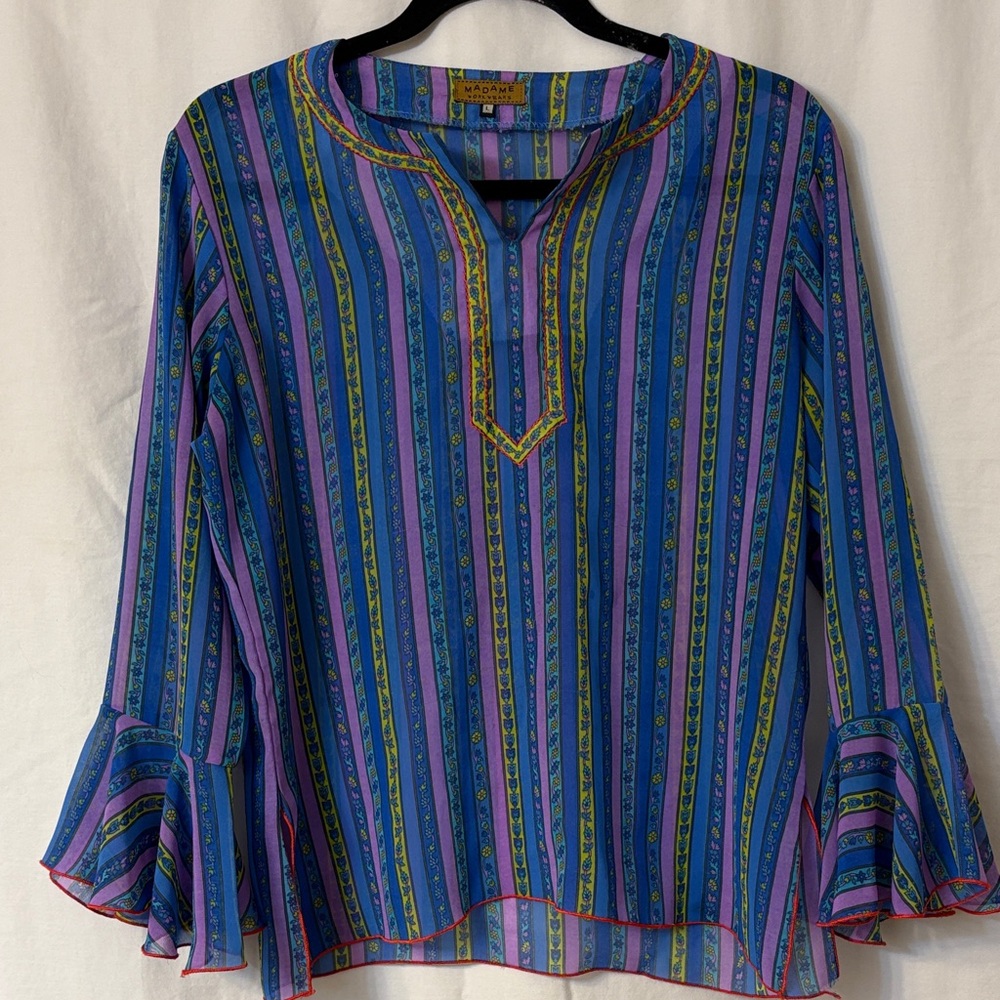 Madame Alexander Blue and Purple Striped Blouse